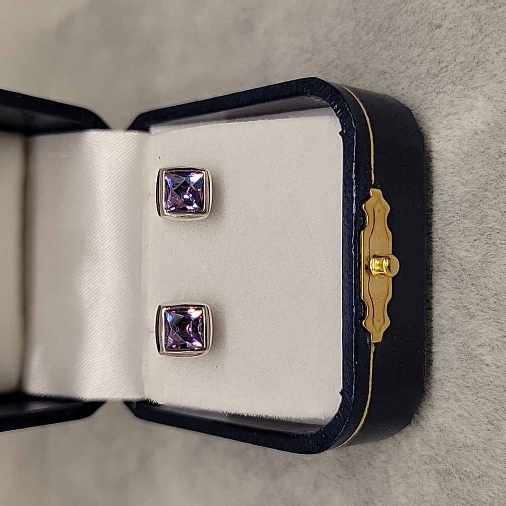 Sterling Silver 925 Tycoon Amethyst Stud Earrings